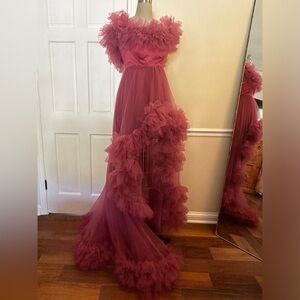 Rose colored maternity/photoshoot tulle gown